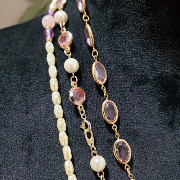 Womens Fashion Multicolor Glass Beaded Long Collar Necklace with Lobster Clasp - Picture 6 of 6